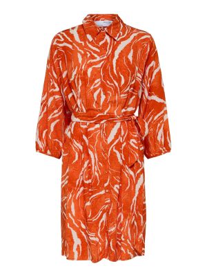 Φόρεμα σε στυλ πουκάμισο Selected Femme πορτοκαλί