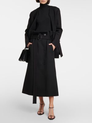 Midi sukně s vysokým pasem The Row černé