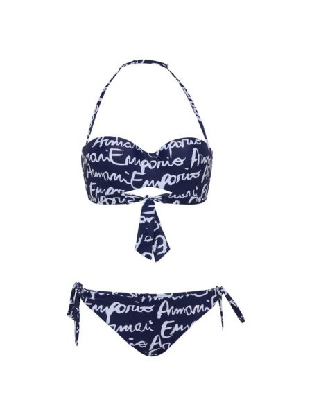 Bikini à lacets Emporio Armani bleu