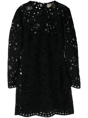 Коктейлна рокля на цветя Elie Saab черно