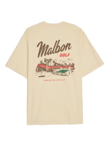 Koszulka bawełniana z nadrukiem Malbon Golf biała