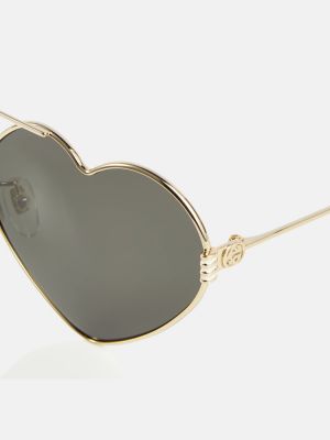 Γυαλιά ηλίου με μοτίβο καρδιά Gucci χρυσό