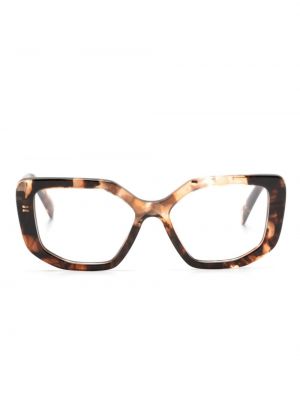 Okulary z nadrukiem Prada Eyewear brązowe