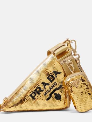 Τσάντα ώμου με παγιέτες Prada χρυσό