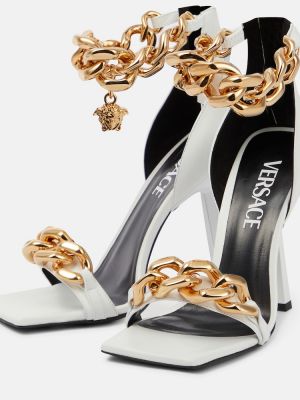 Kožne sandale Versace bijela