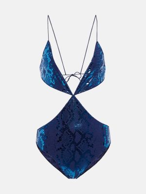 Costum de baie cu imagine cu model piele de șarpe Osã©ree albastru