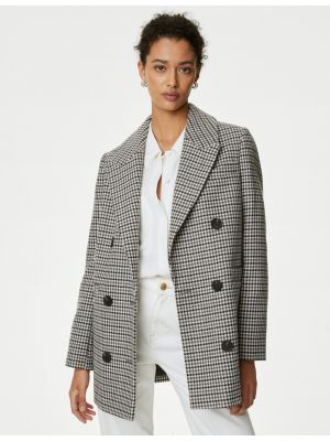 Kostkovaný krátký kabát Marks & Spencer černý