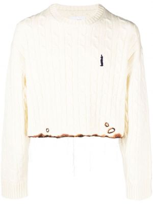 Sweter z przetarciami Doublet biały