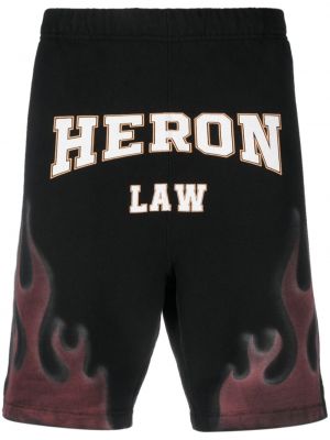 Shorts de sport en coton à imprimé Heron Preston noir