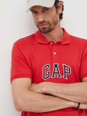 Тениска с дълъг ръкав с апликация Gap червено