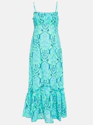 Βαμβακερή μίντι φόρεμα με σχέδιο Rixo μπλε