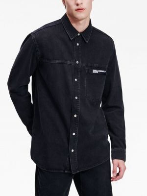 Kokvilnas džinsa krekls Karl Lagerfeld Jeans melns