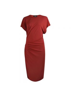 Czerwona sukienka midi z krótkim rękawem Dsquared2