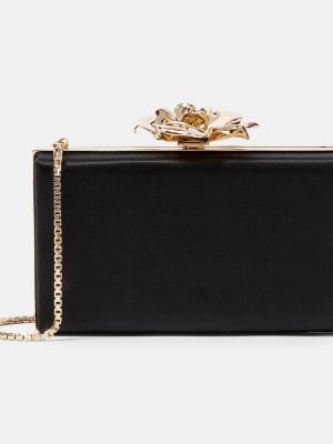 Сатенени чанта тип „портмоне“ на цветя Victoria Beckham черно