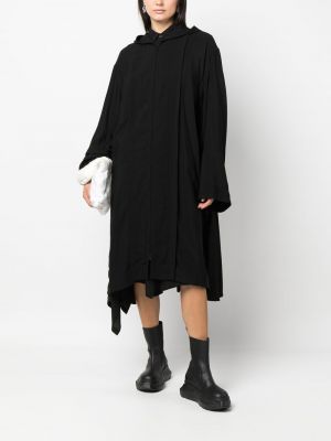 Płaszcz z kapturem asymetryczny Yohji Yamamoto czarny
