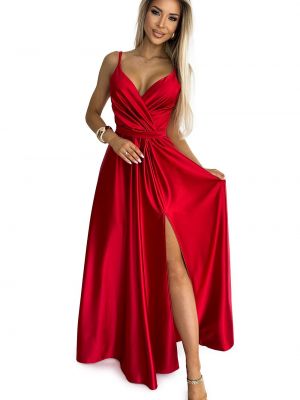 Сатенена макси рокля Numoco червено