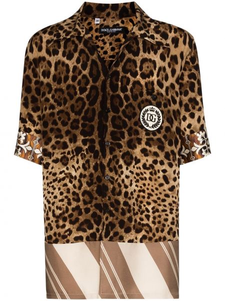 Polo con estampado leopardo Dolce & Gabbana marrón