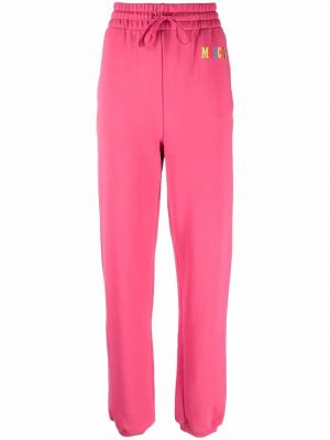 Βαμβακερό αθλητικό παντελόνι με σχέδιο Moschino ροζ