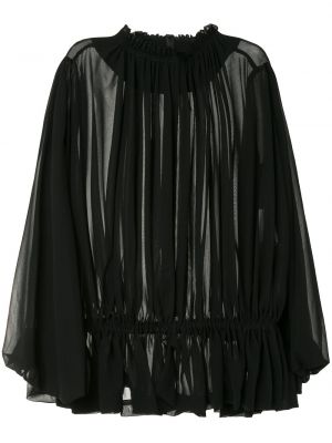 Prozorna bluza z draperijo Comme Des Garçons črna