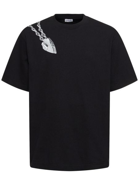 T-shirt di cotone con stampa Burberry nero