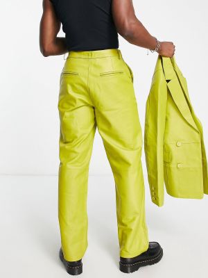 Кожаные брюки ретро Reclaimed Vintage зеленые