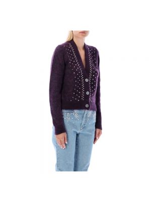 Cárdigan jaspeado de lana mohair Alessandra Rich violeta