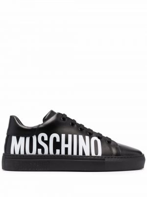 Sneakerși cu șireturi cu imagine din dantelă Moschino