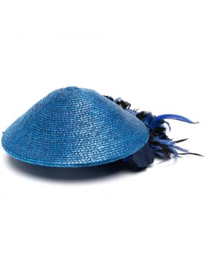 Pletená čiapka s perím Yves Saint Laurent Pre-owned modrá
