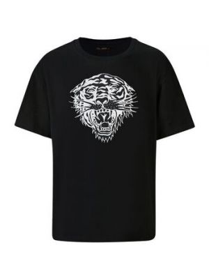 Czarna koszulka bez rękawów w tygrysie prążki Ed Hardy