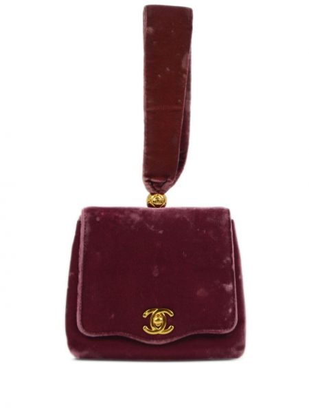 Zamatová listová kabelka Chanel Pre-owned ružová
