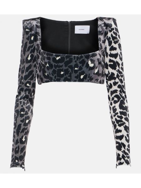 Leopard tryckt sammet crop top Alex Perry