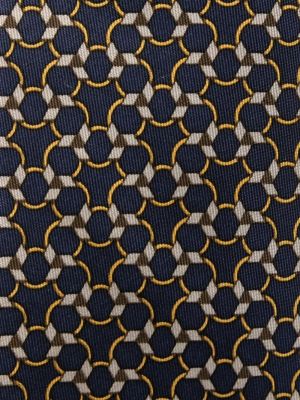 Cravate en soie à imprimé à motif géométrique Hermès bleu