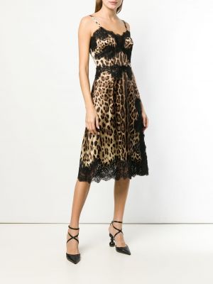 Sukienka midi z nadrukiem w panterkę Dolce And Gabbana