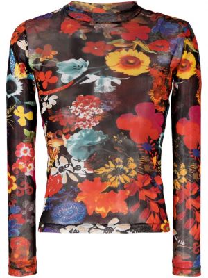 Tricou cu model floral cu imagine plasă Moschino negru