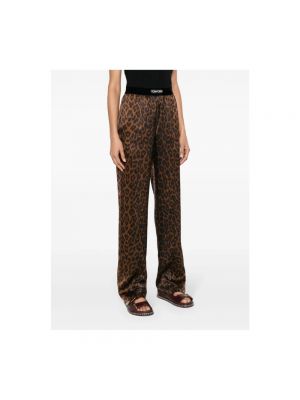 Pantalones rectos de raso leopardo Tom Ford