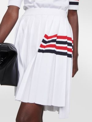 Plisované bavlněné mini sukně s vysokým pasem Thom Browne bílé