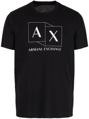 T-shirt en coton à imprimé Armani Exchange noir