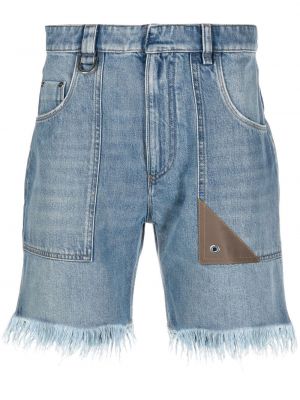 Obrabljene kratke jeans hlače Fendi modra