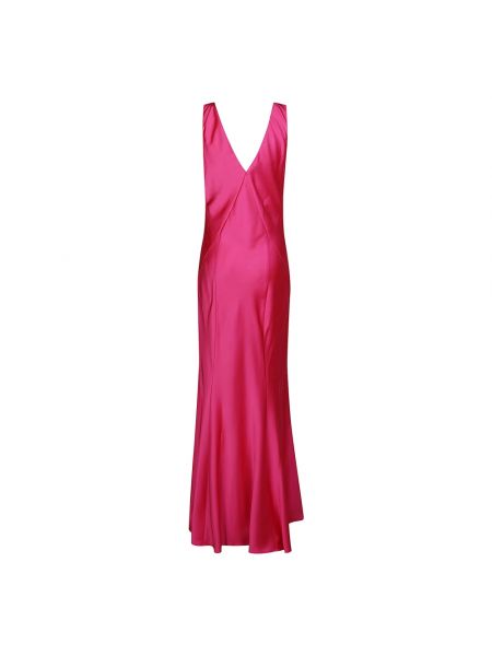 Satynowa sukienka długa Pinko różowa