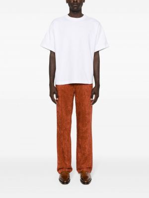 Velurové rovné kalhoty Séfr oranžové