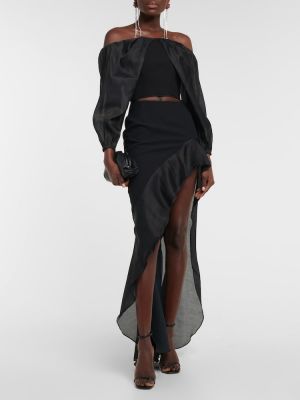 Asymetrické dlouhá sukně s vysokým pasem Maticevski černé