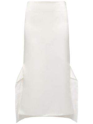 Bavlnená ľanová midi sukňa Sportmax biela