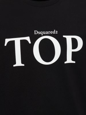 T-shirt di cotone con stampa in jersey Dsquared2 nero