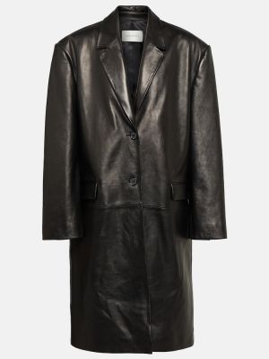 Oversized kožený kabát Magda Butrym čierna
