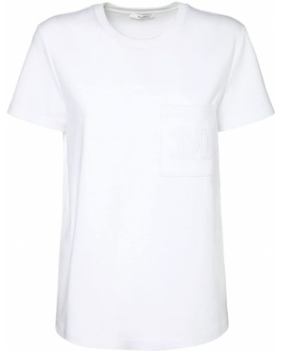 Bavlněné tričko s kapsami Max Mara bílé