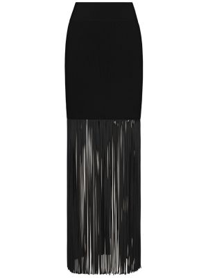 Długa spódnica z frędzli Galvan czarna
