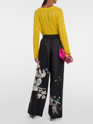Relaxed fit svilene hlače s cvetličnim vzorcem Dorothee Schumacher črna