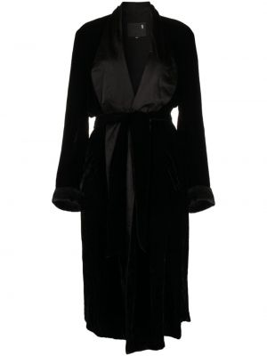Aksamitny satynowy płaszcz R13 czarny