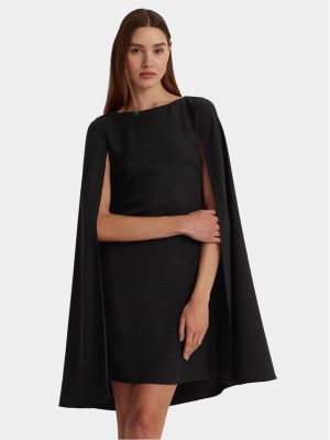 Koktel haljina sa dugačkim rukavima bootcut Lauren Ralph Lauren crna