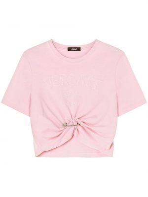 Bombažna majica Versace roza